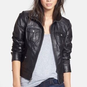 Guess Women's Leather Jacket moon and stars small GUC